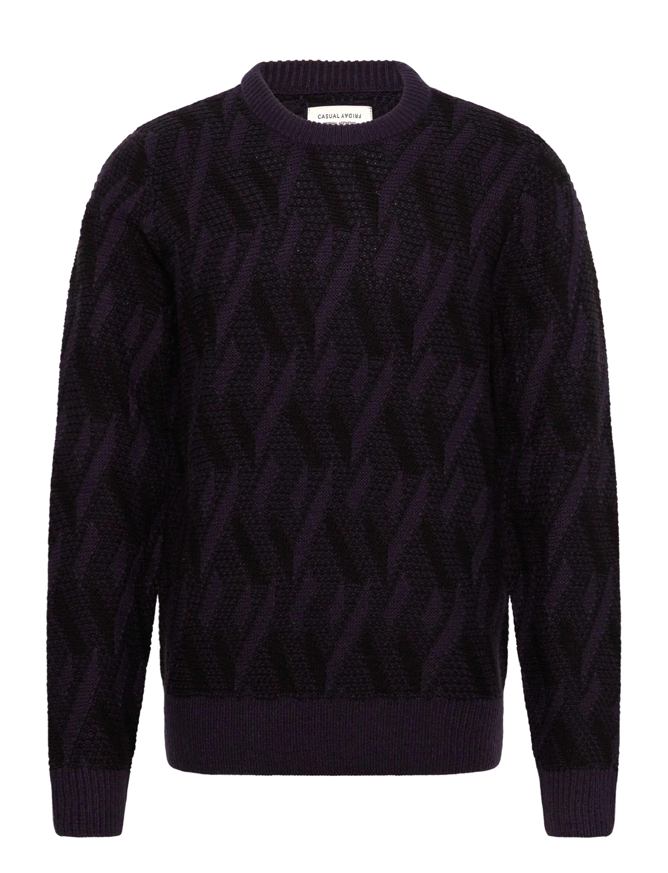 Casual Friday CFKARL jaquard crew neck knit - Tøj - DARK NAVY / navy