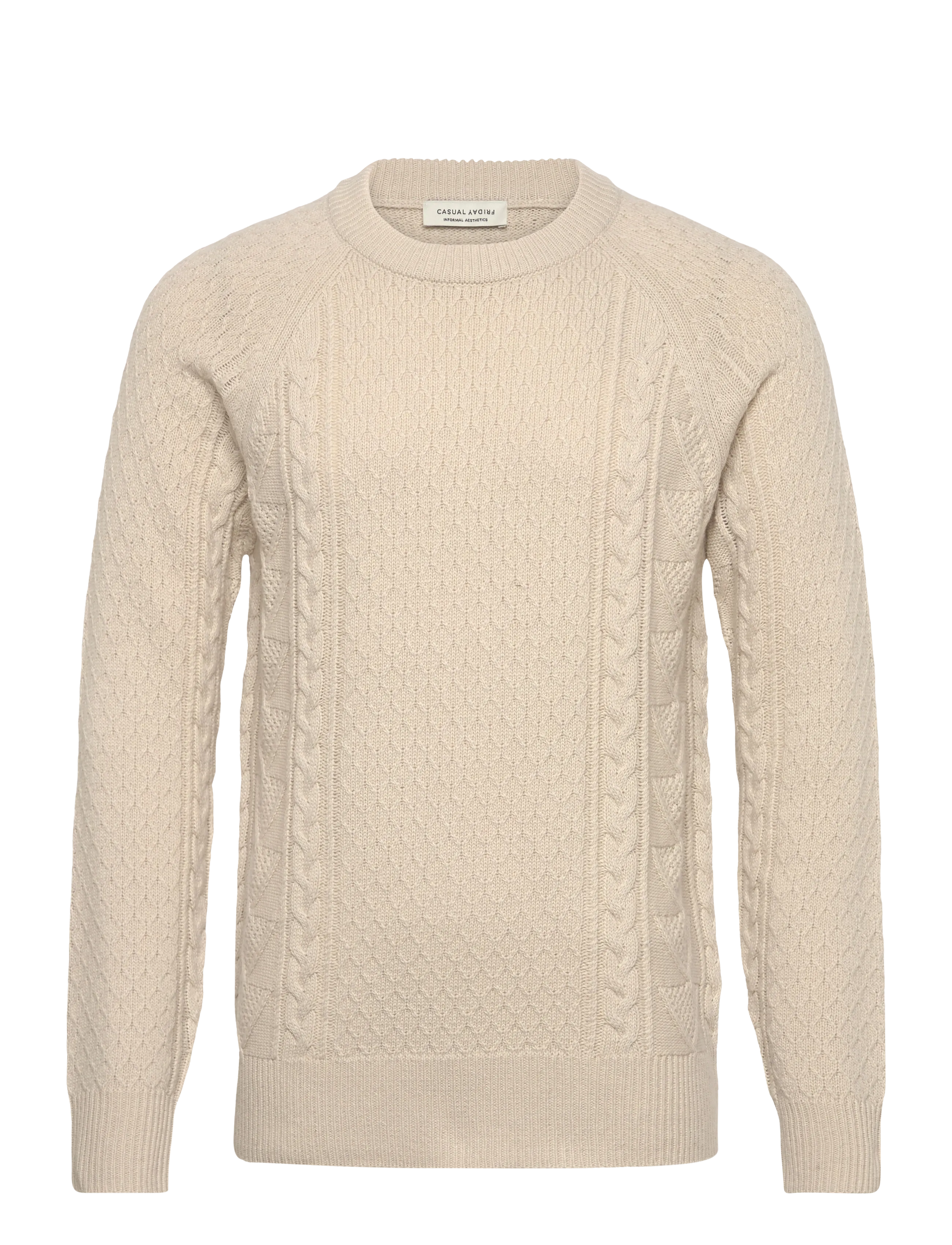 Casual Friday CFKRISTIAN crew neck cable knit - Rundhals - MOONSTRUCK / cream