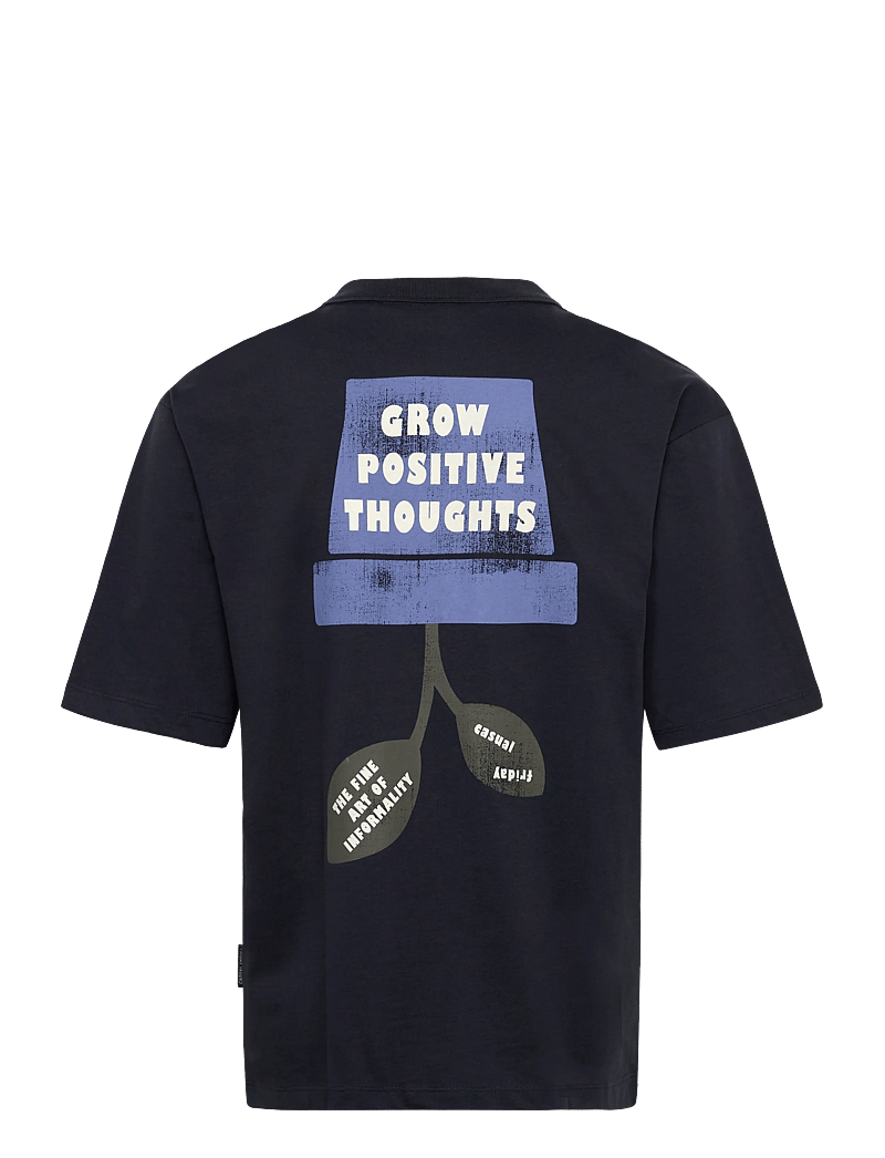 Casual Friday - CFTUE relaxed tee with prints - kortærmede t-shirts - dark navy - 1