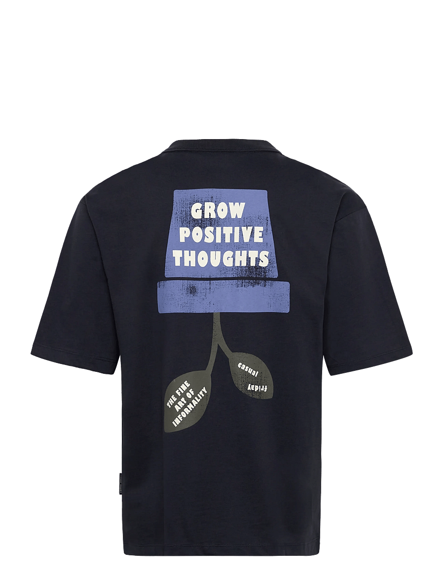 Casual Friday - CFTUE relaxed tee with prints - kurzärmelige t-shirts - dark navy - 1