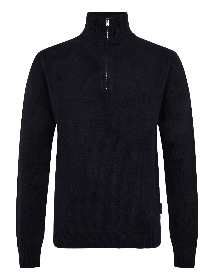 Casual Friday - CFKARL HALFZIP LAMBSWOOL KNIT - pullover mit halbem reißverschluss - dark navy - 1
