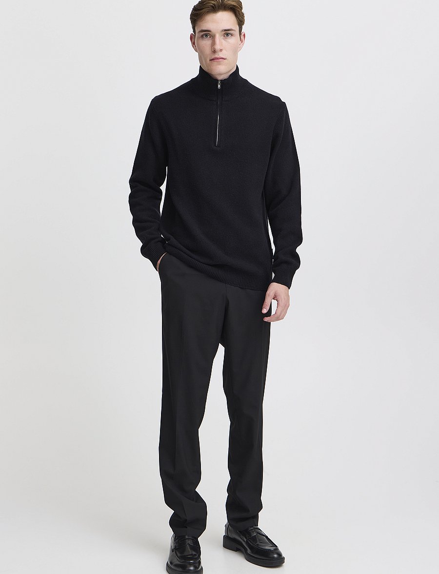 Casual Friday - CFKARL HALFZIP LAMBSWOOL KNIT - pullover mit halbem reißverschluss - dark navy - 0