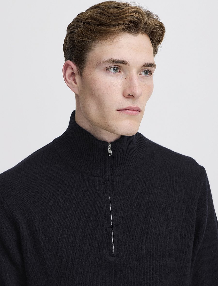 Casual Friday - CFKARL HALFZIP LAMBSWOOL KNIT - pullover mit halbem reißverschluss - dark navy - 5
