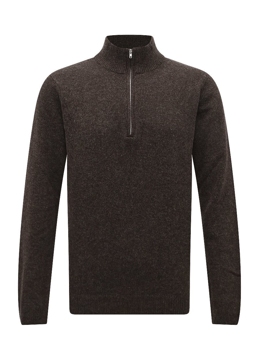Casual Friday - CFKARL HALFZIP LAMBSWOOL KNIT - half zip jumpers - demitasse melange - 0
