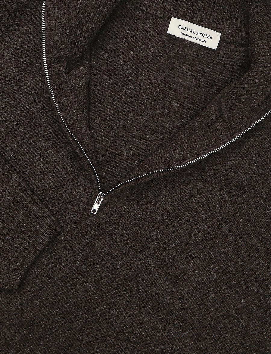 Casual Friday - CFKARL HALFZIP LAMBSWOOL KNIT - half zip jumpers - demitasse melange - 2