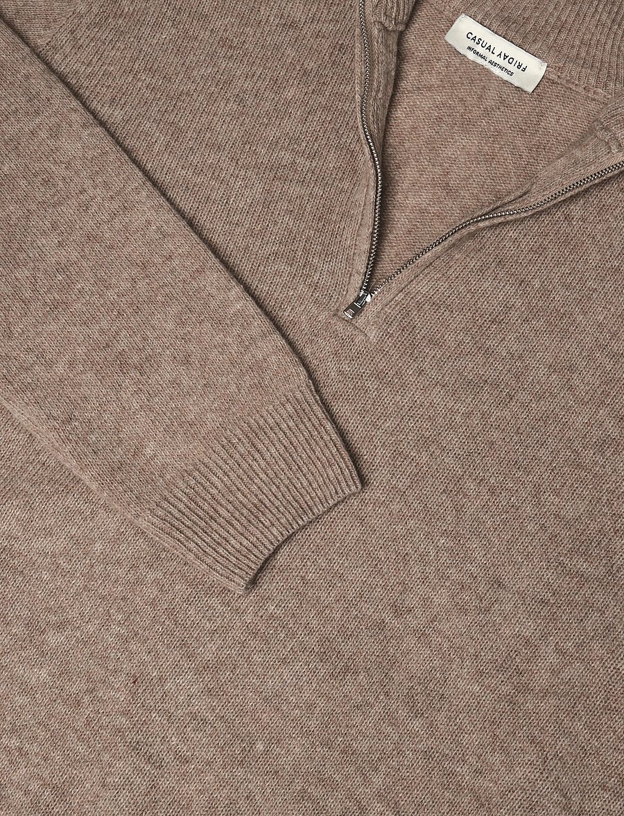 Casual Friday - CFKARL HALFZIP LAMBSWOOL KNIT - pullover mit halbem reißverschluss - silver mink - 2