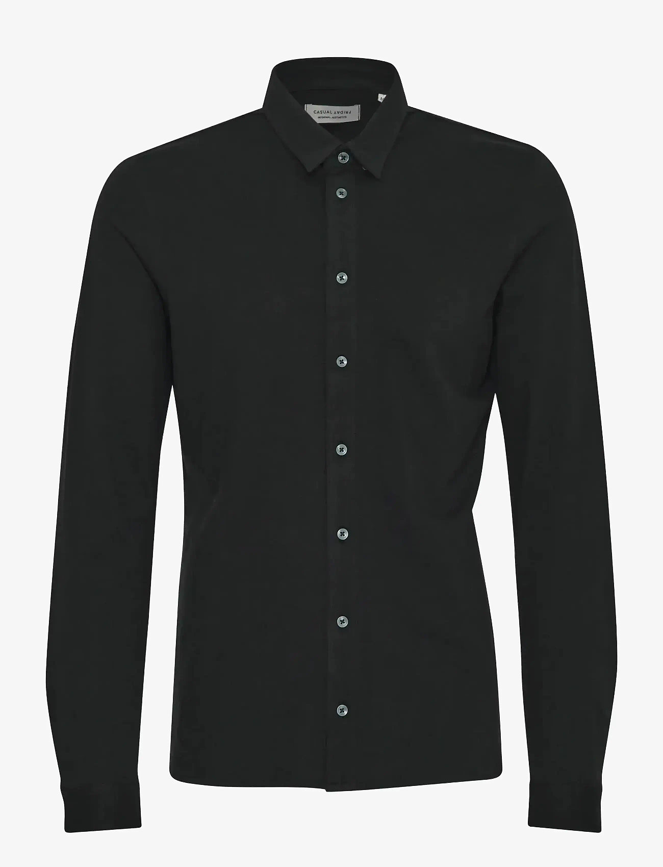 Casual Friday - CFARTHUR LS BU JERSEY PIQUET - casual skjortor - black beauty - 1