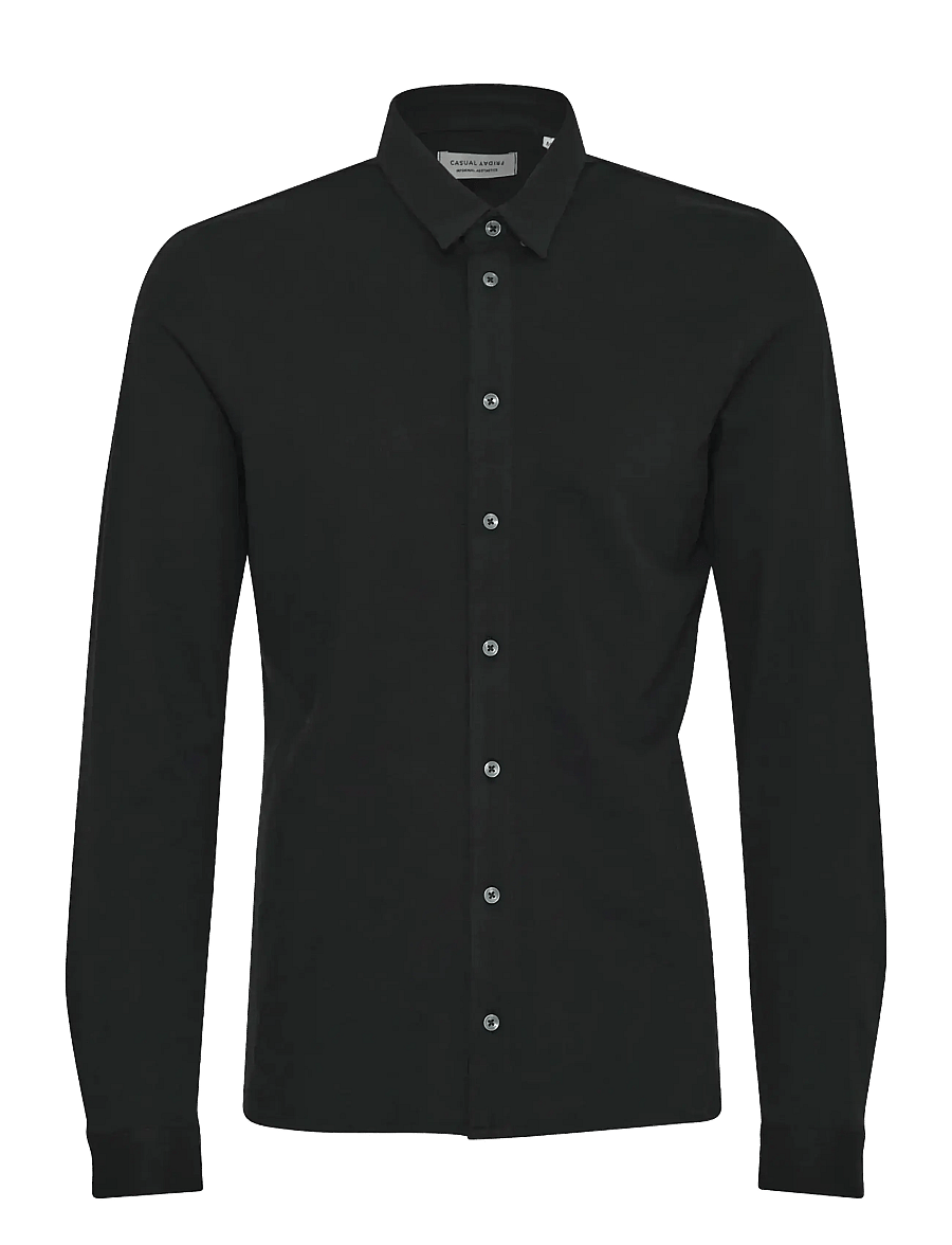 Casual Friday - CFARTHUR LS BU JERSEY PIQUET - casual shirts - black beauty - 1