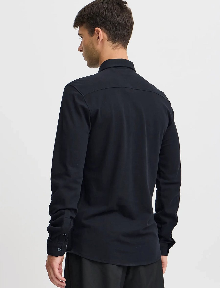 Casual Friday - CFARTHUR LS BU JERSEY PIQUET - casual shirts - black beauty - 4
