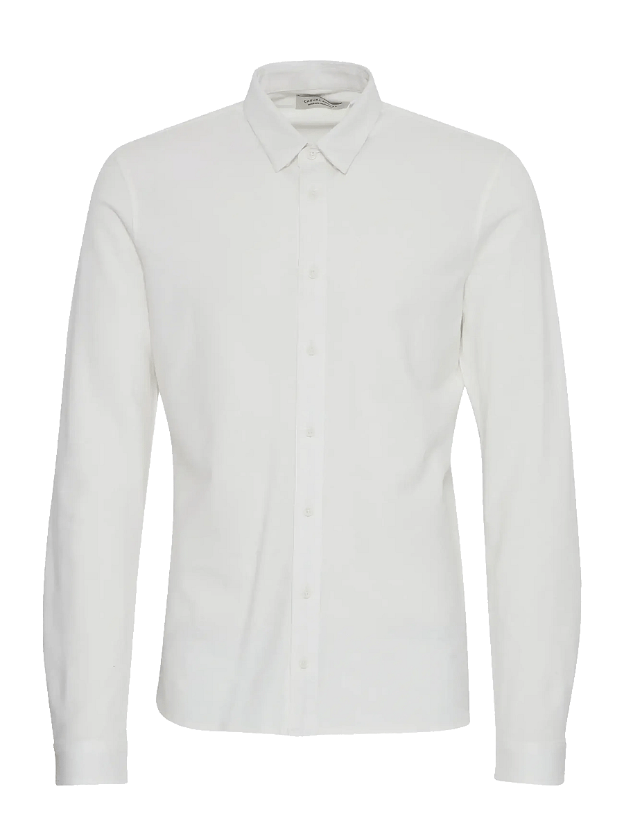 Casual Friday - CFARTHUR LS BU JERSEY PIQUET - freizeithemden - snow white - 1