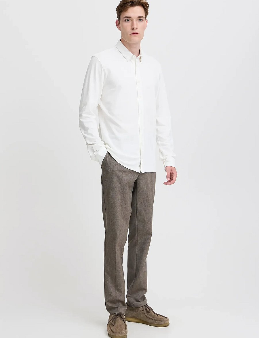 Casual Friday - CFARTHUR LS BU JERSEY PIQUET - freizeithemden - snow white - 0