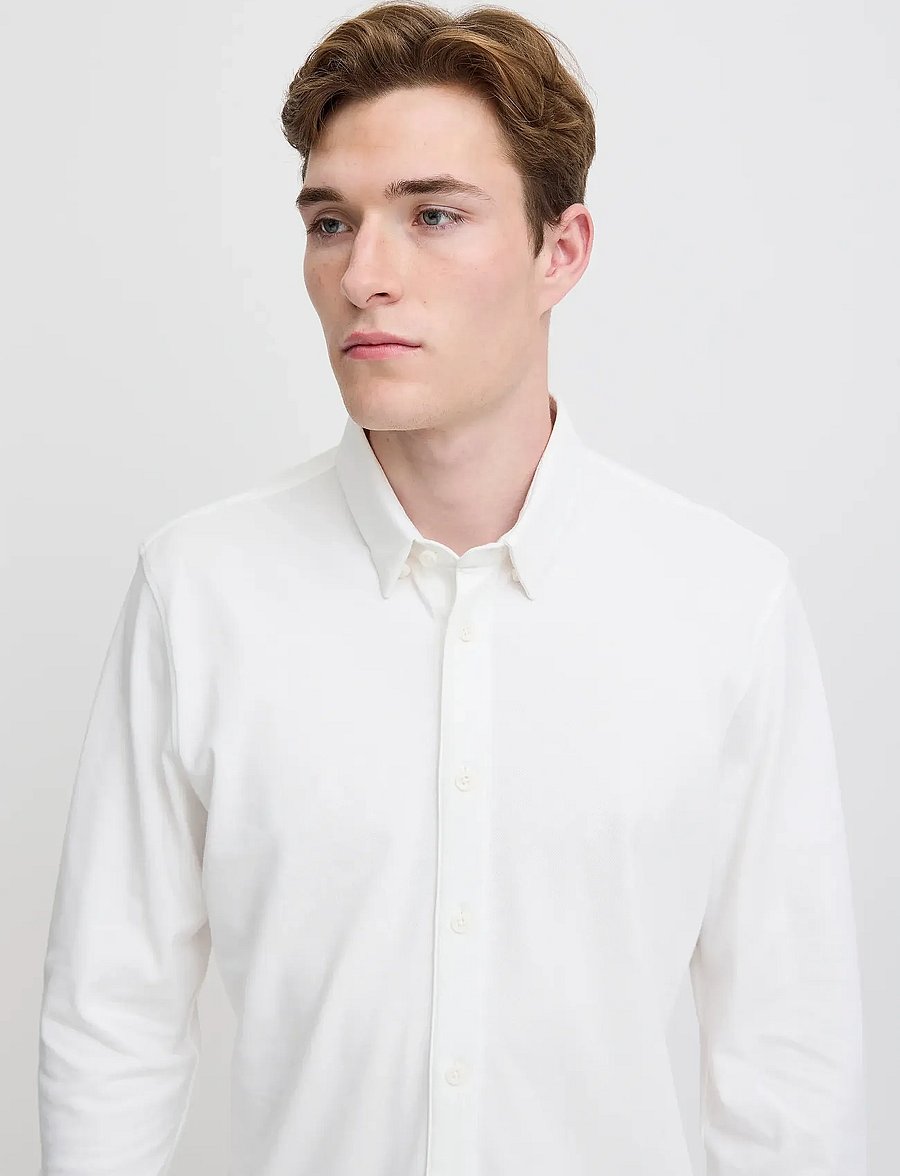 Casual Friday - CFARTHUR LS BU JERSEY PIQUET - freizeithemden - snow white - 5