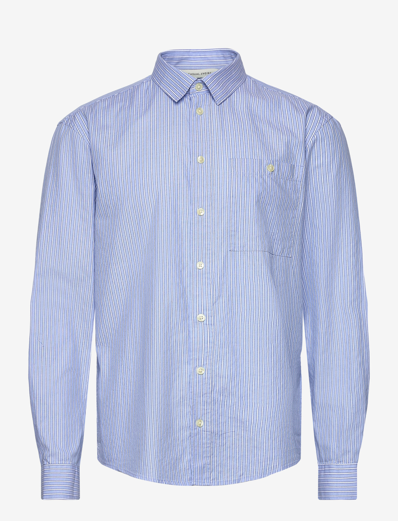 Casual Friday - CFALVIN LS dobby striped shirt - randiga skjortor - placid blue - 1