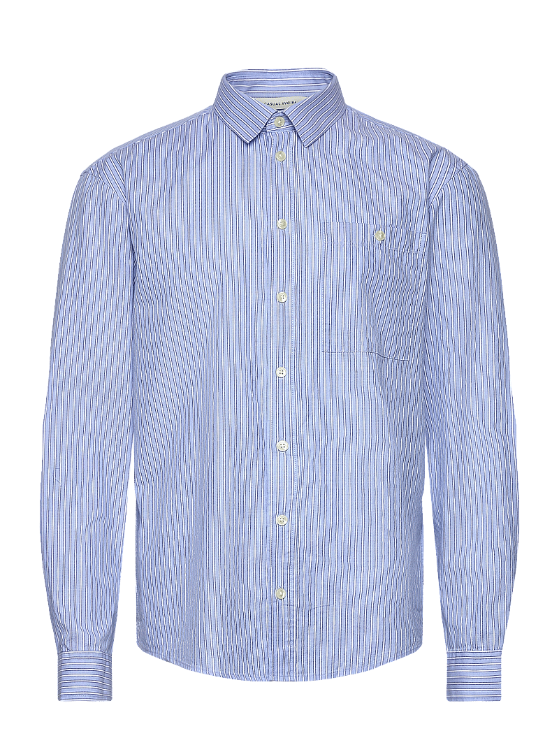 Casual Friday - CFALVIN LS dobby striped shirt - randiga skjortor - placid blue - 1