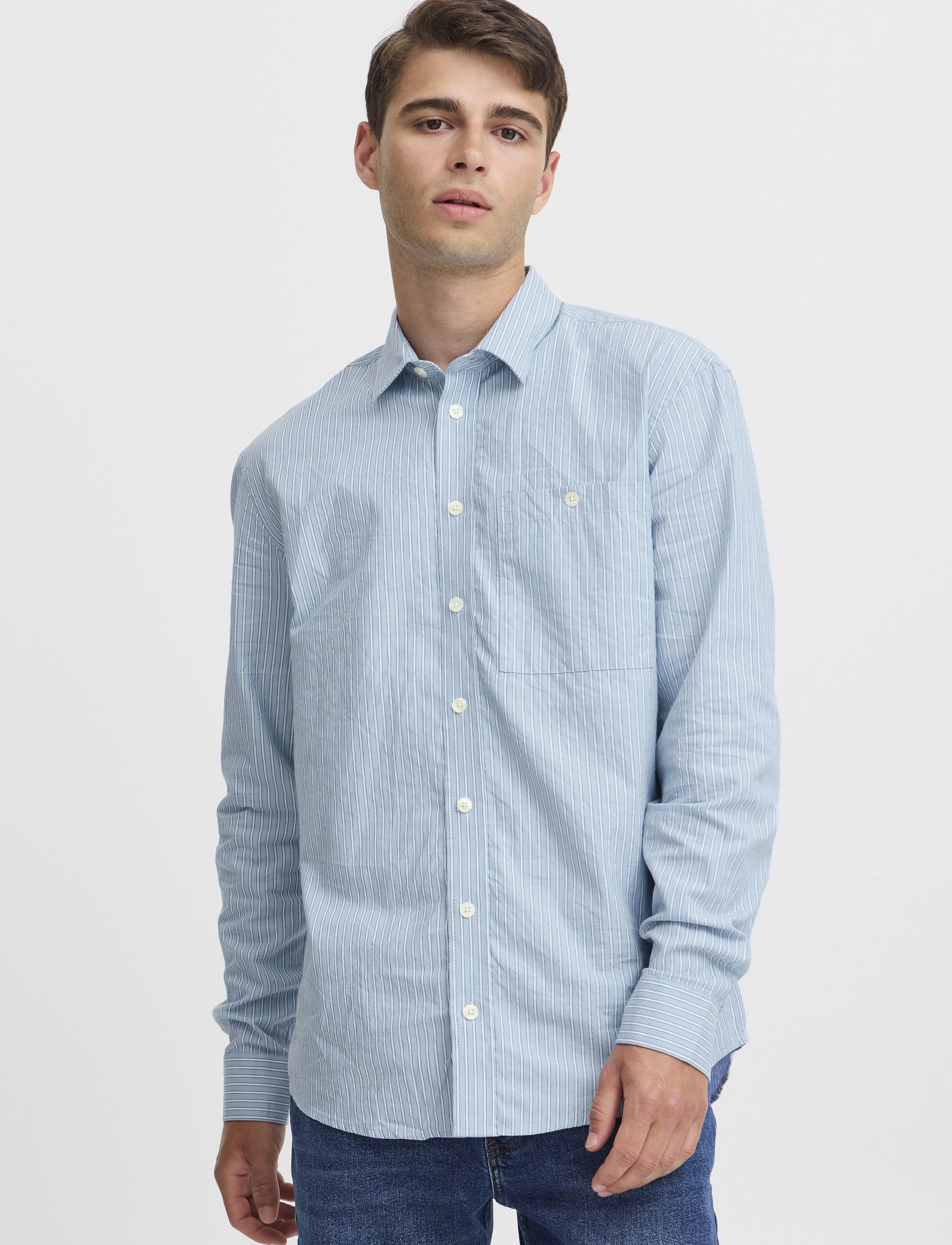 Casual Friday - CFALVIN LS dobby striped shirt - placid blue - 3