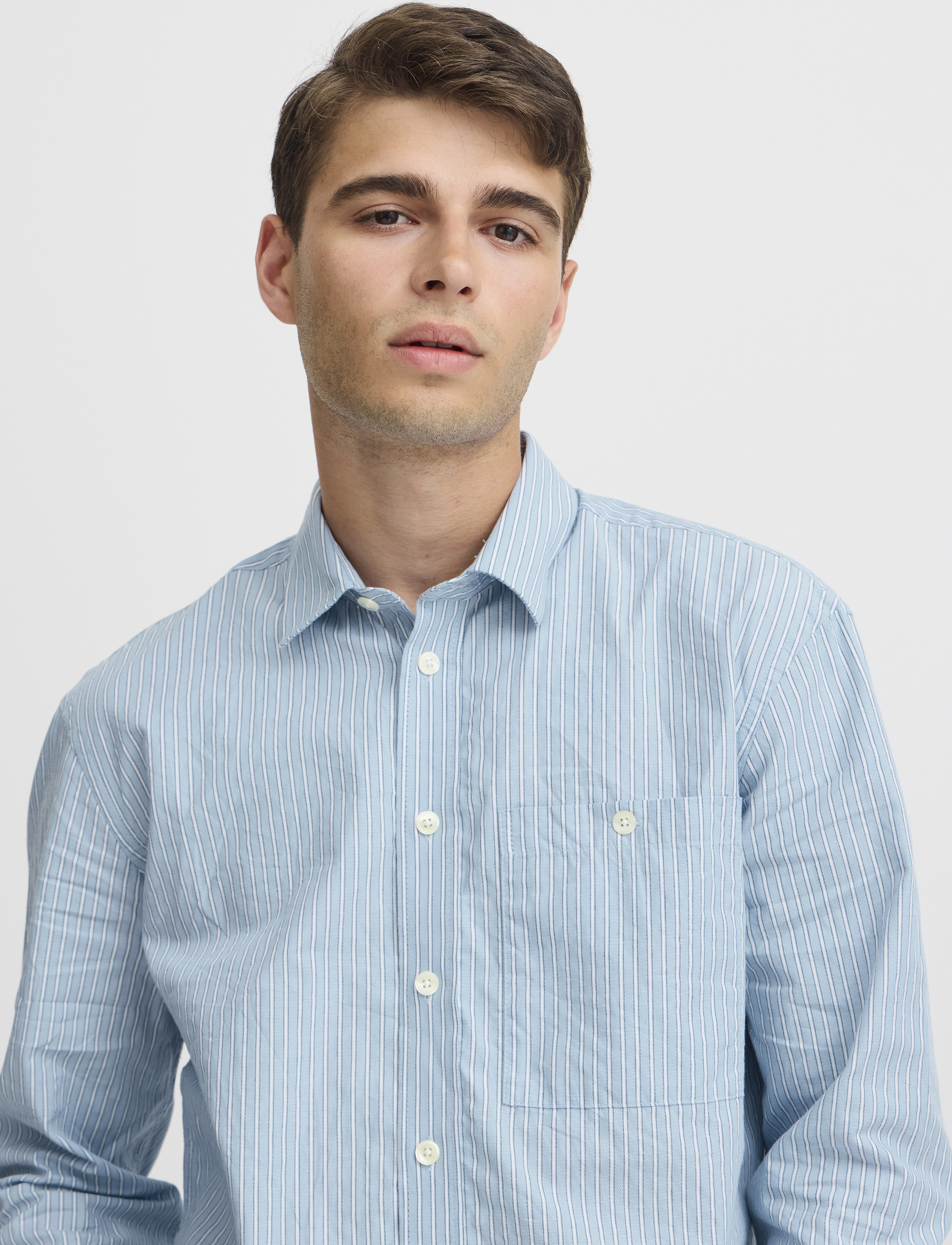 Casual Friday - CFALVIN LS dobby striped shirt - placid blue - 5