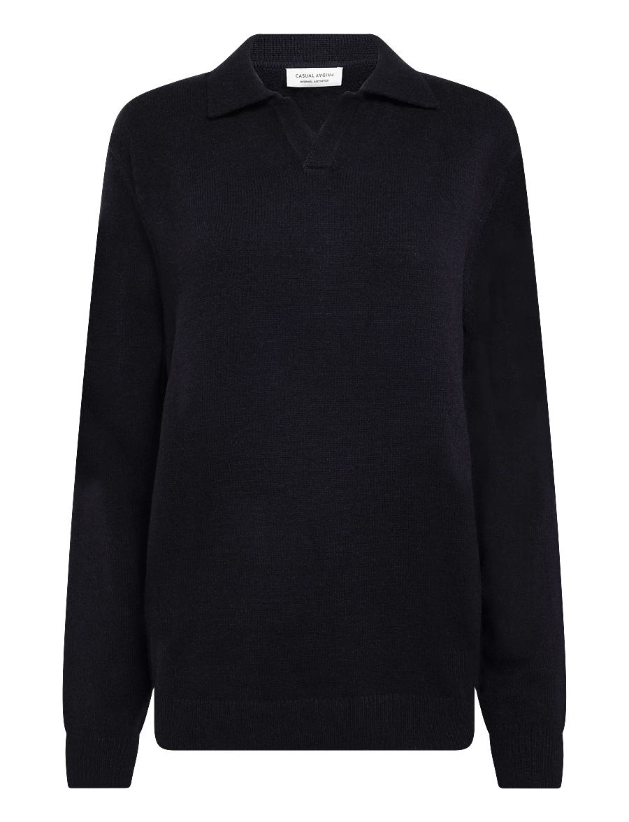 Casual Friday - CFKARL polo knit - langärmelige strick-polohemden - dark navy melange - 0