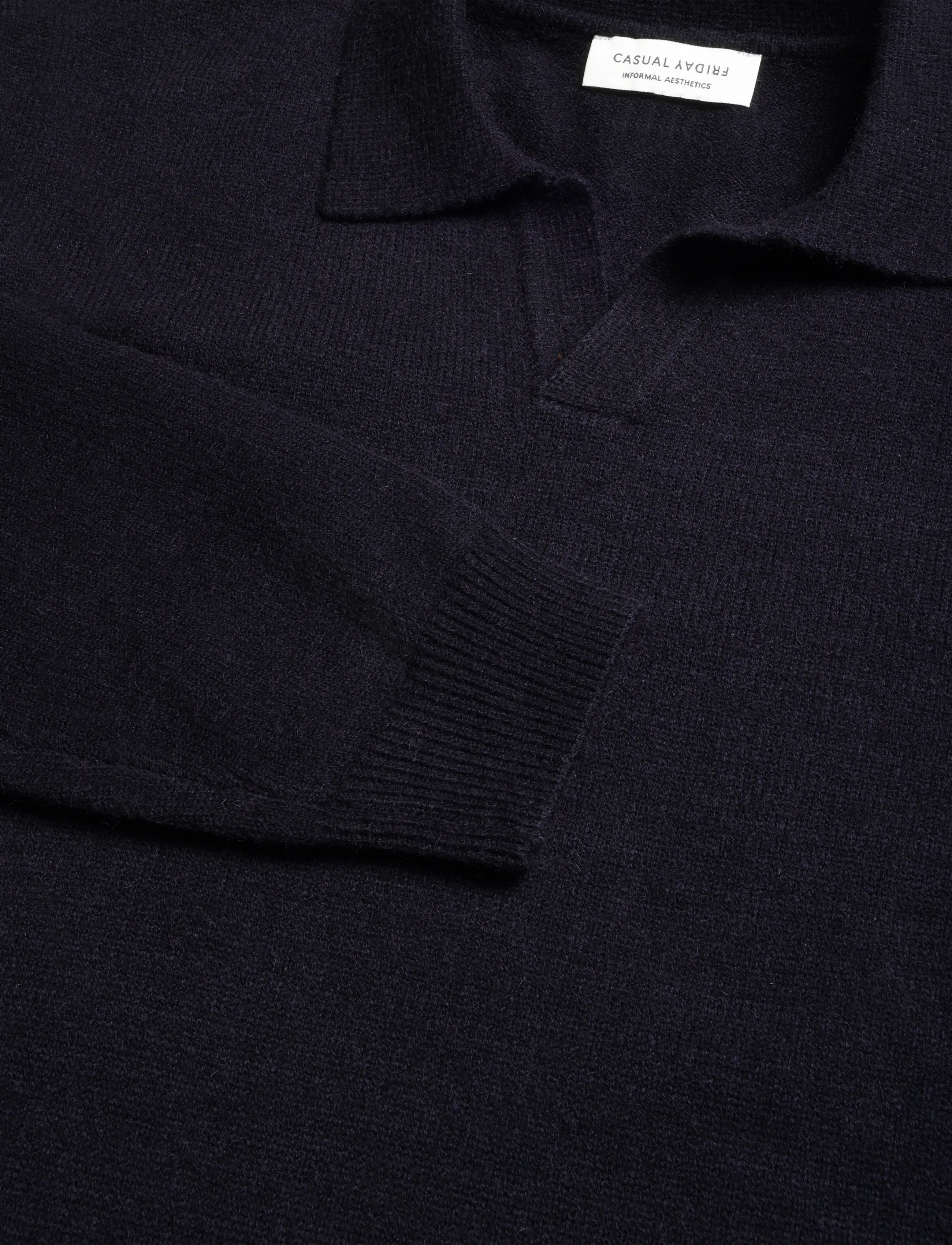 Casual Friday - CFKARL polo knit - långärmade stickade pikétröjor - dark navy melange - 2