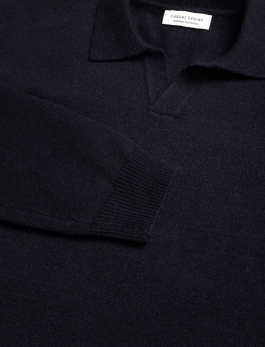 Casual Friday - CFKARL polo knit - langärmelige strick-polohemden - dark navy melange - 2