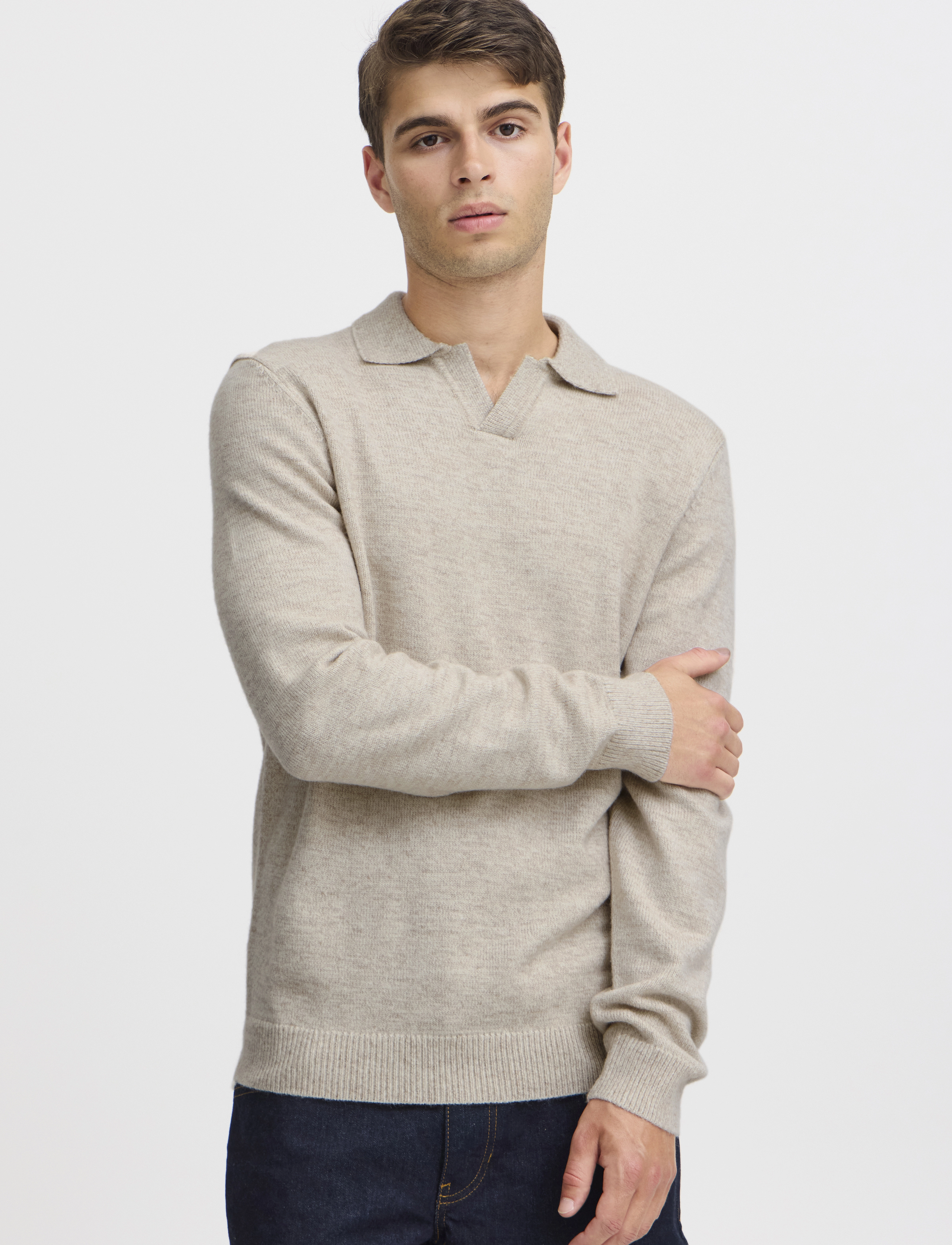 Casual Friday - CFKARL polo knit - light sand melange - 3