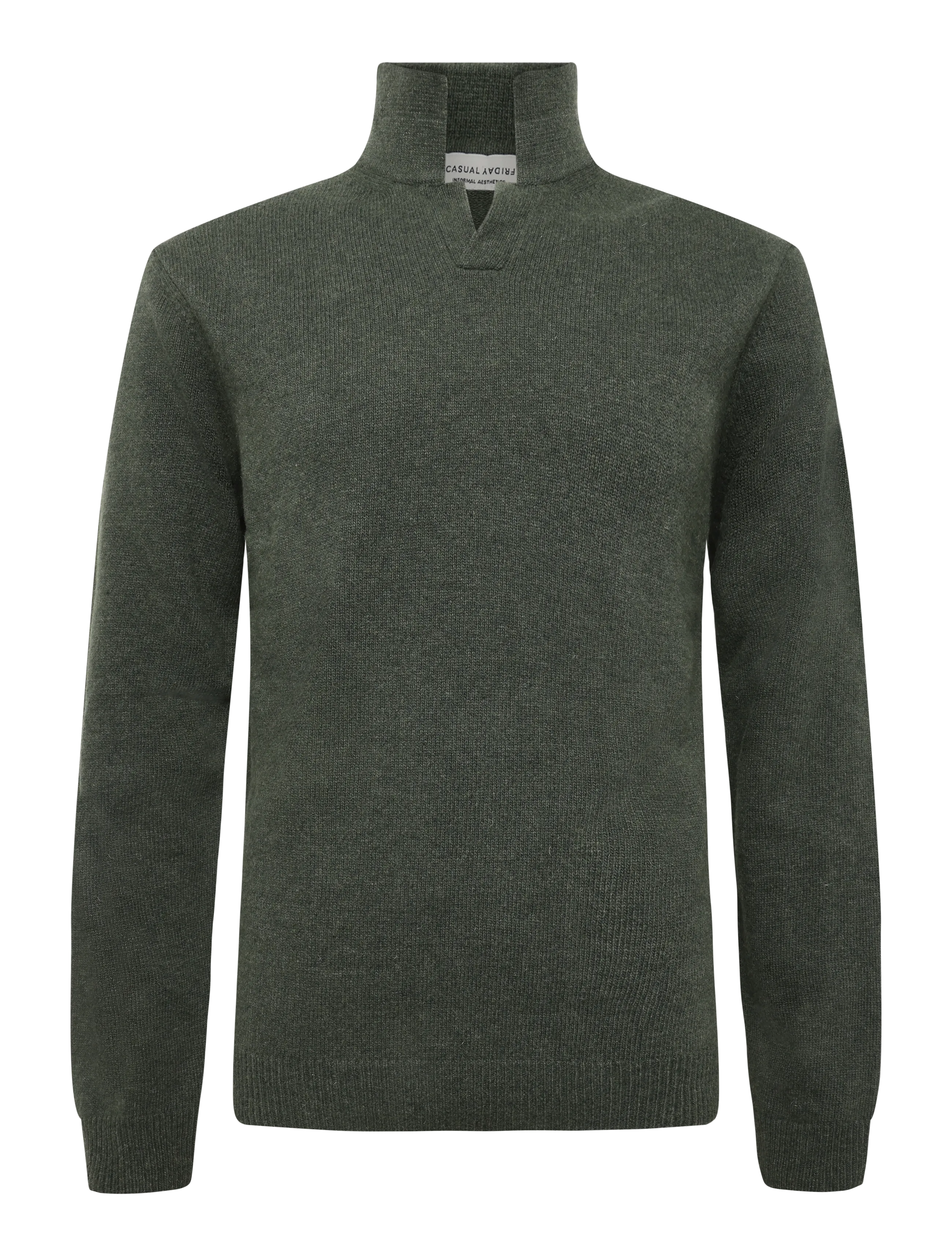 Casual Friday CFKARL LAMBSWOOL POLO KNIT - Langärmelige Strick-Polohemden - ELEGANCE MELANGE / khaki/green