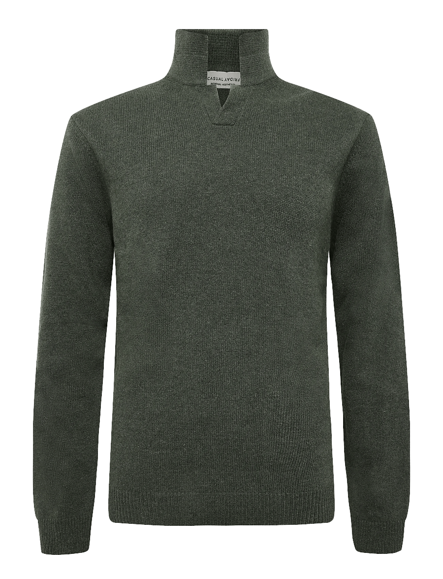 Casual Friday - CFKARL LAMBSWOOL POLO KNIT - langärmelige strick-polohemden - elegance melange - 0