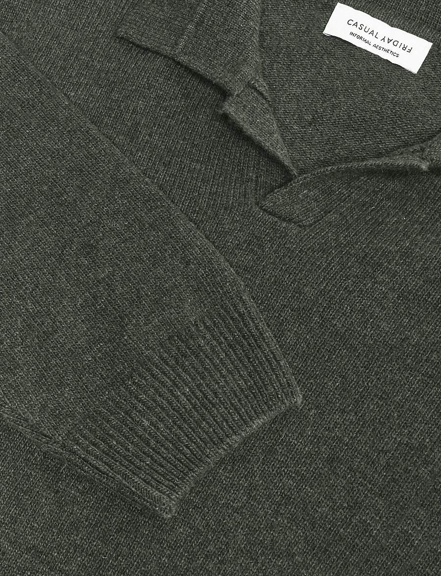 Casual Friday - CFKARL LAMBSWOOL POLO KNIT - langärmelige strick-polohemden - elegance melange - 2