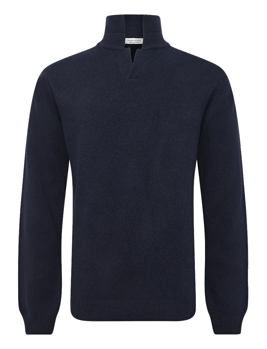 Casual Friday - CFKARL LAMBSWOOL POLO KNIT - langärmelige strick-polohemden - navy blazer - 0