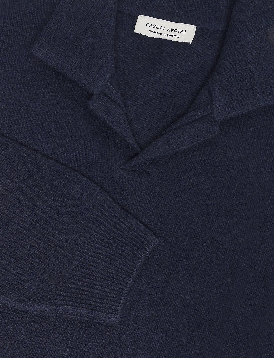 Casual Friday - CFKARL LAMBSWOOL POLO KNIT - langärmelige strick-polohemden - navy blazer - 2