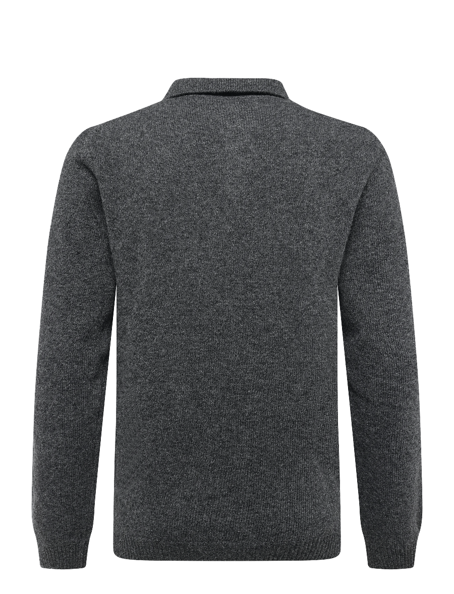 Casual Friday - CFKARL LAMBSWOOL POLO KNIT - langärmelige strick-polohemden - pewter mix - 1