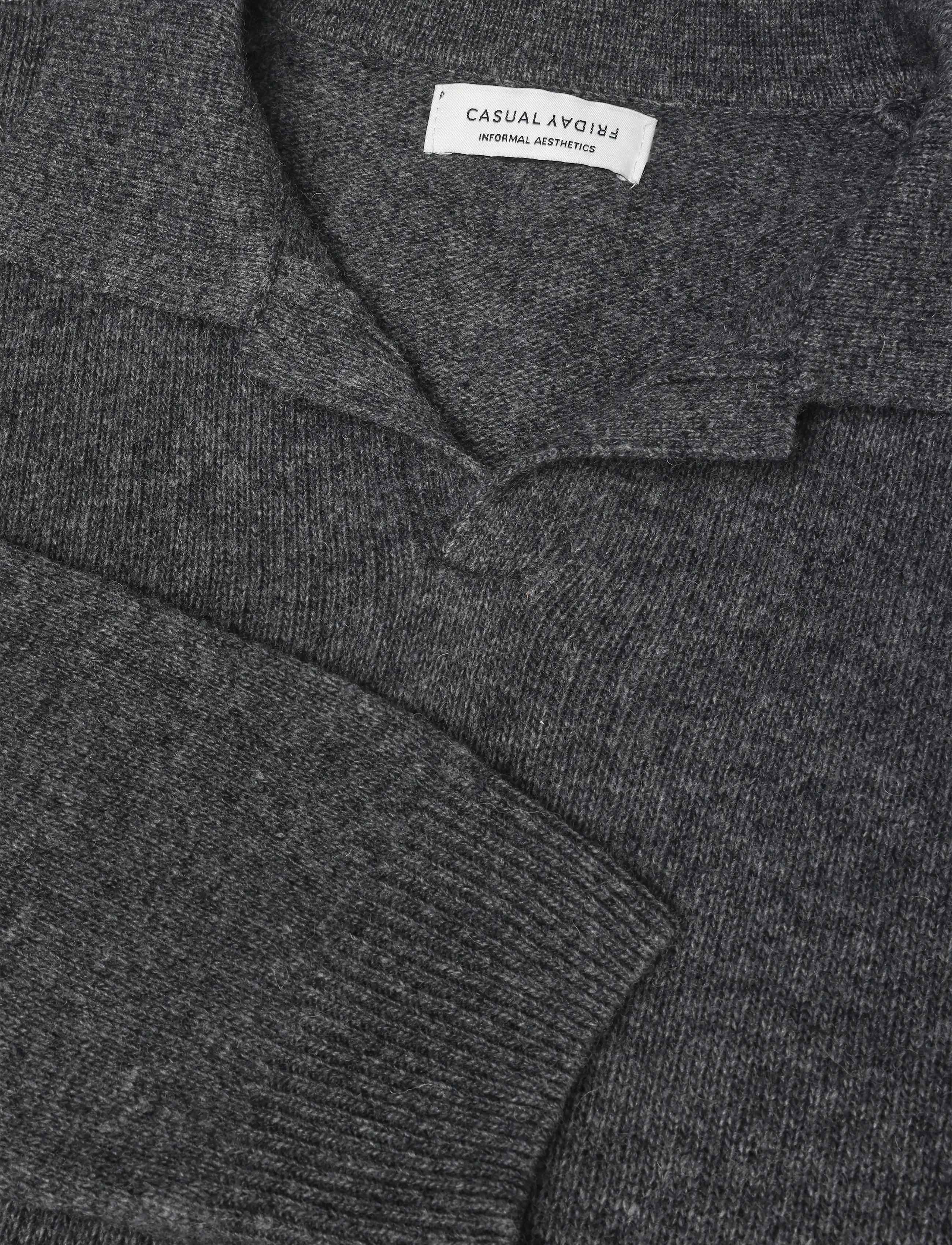 Casual Friday - CFKARL LAMBSWOOL POLO KNIT - langärmelige strick-polohemden - pewter mix - 2