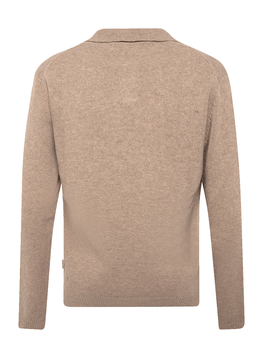 Casual Friday - CFKARL LAMBSWOOL POLO KNIT - langärmelige strick-polohemden - silver mink melange - 1