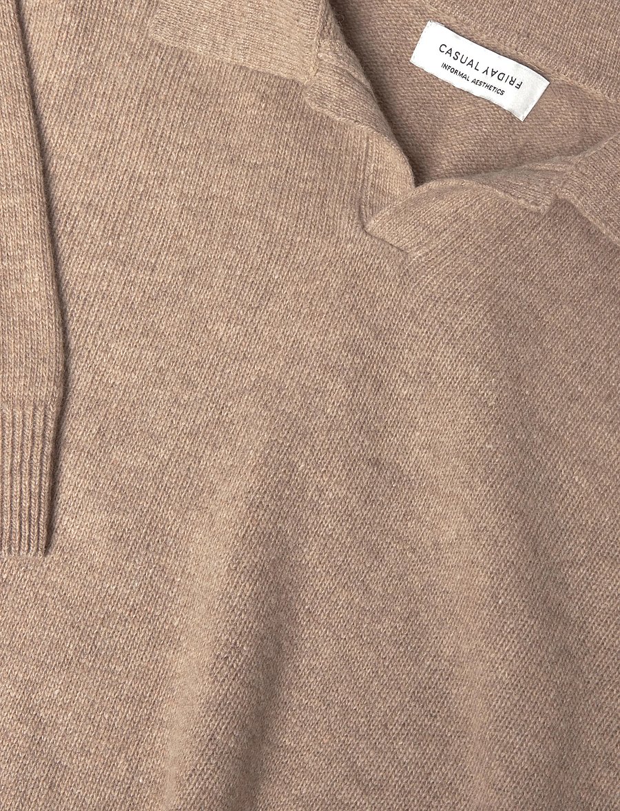 Casual Friday - CFKARL LAMBSWOOL POLO KNIT - langärmelige strick-polohemden - silver mink melange - 2