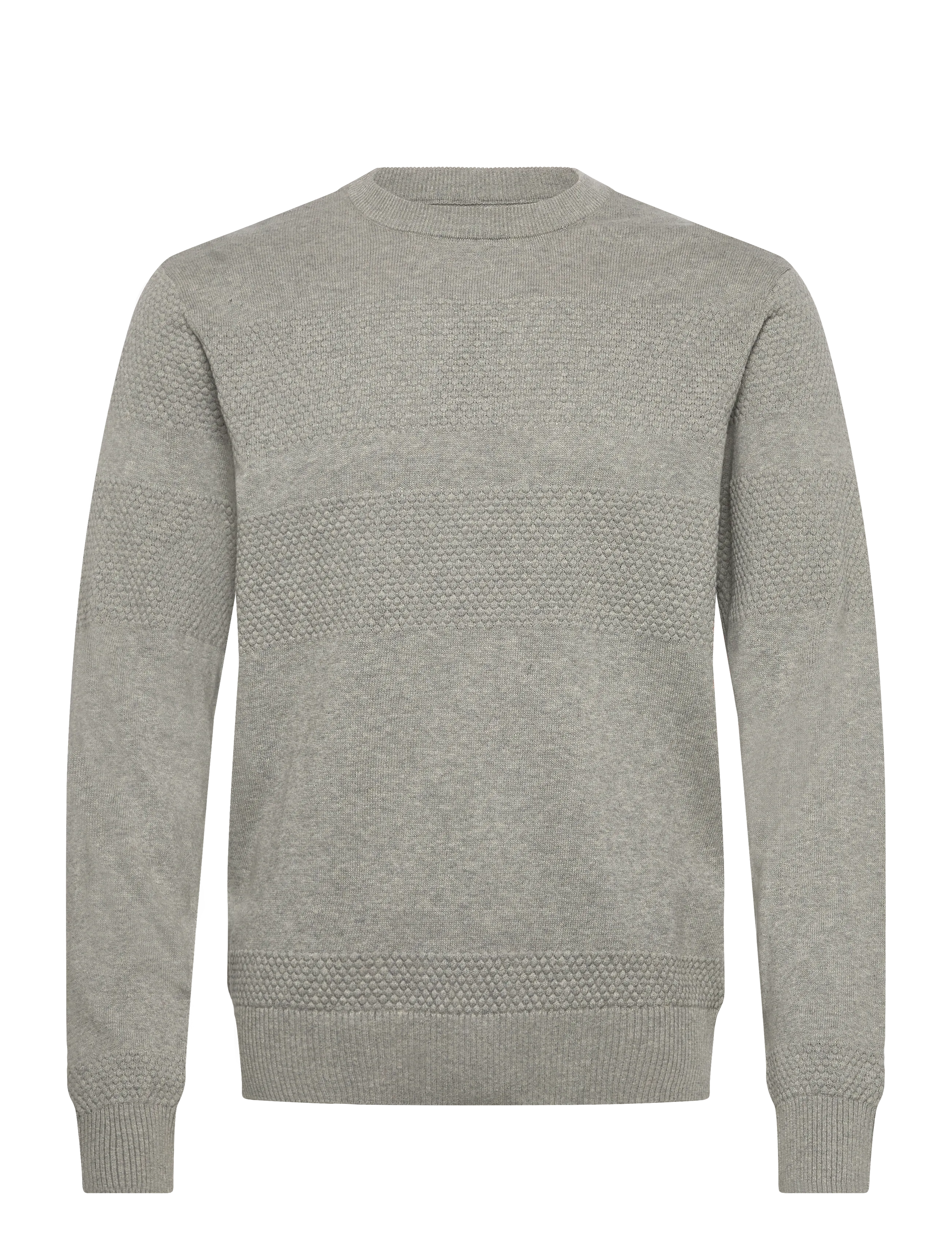 Casual Friday CFKARL crew neck fisherman knit - Strickmode - LIGHT GREY MELANGE / grey