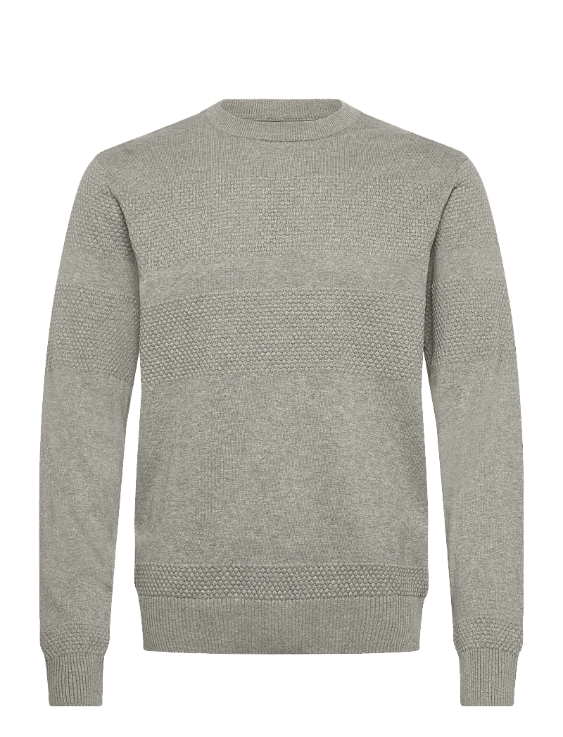 Casual Friday - CFKARL crew neck fisherman knit - Ümmarguse kaelusega kudumid - light grey melange - 0