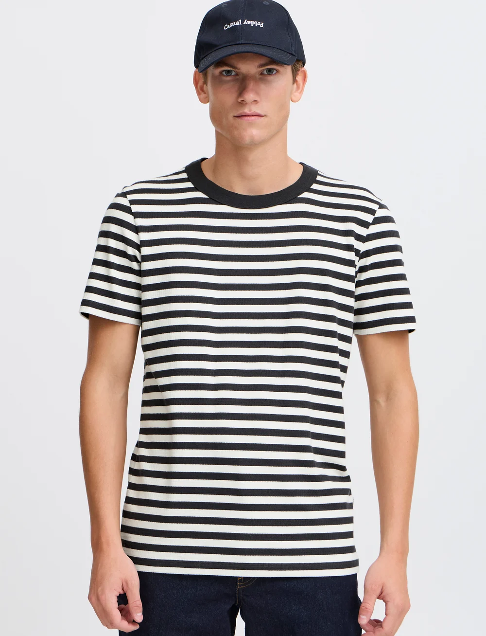 Casual Friday - CFLOKE structured striped tee - collections - egret - 4