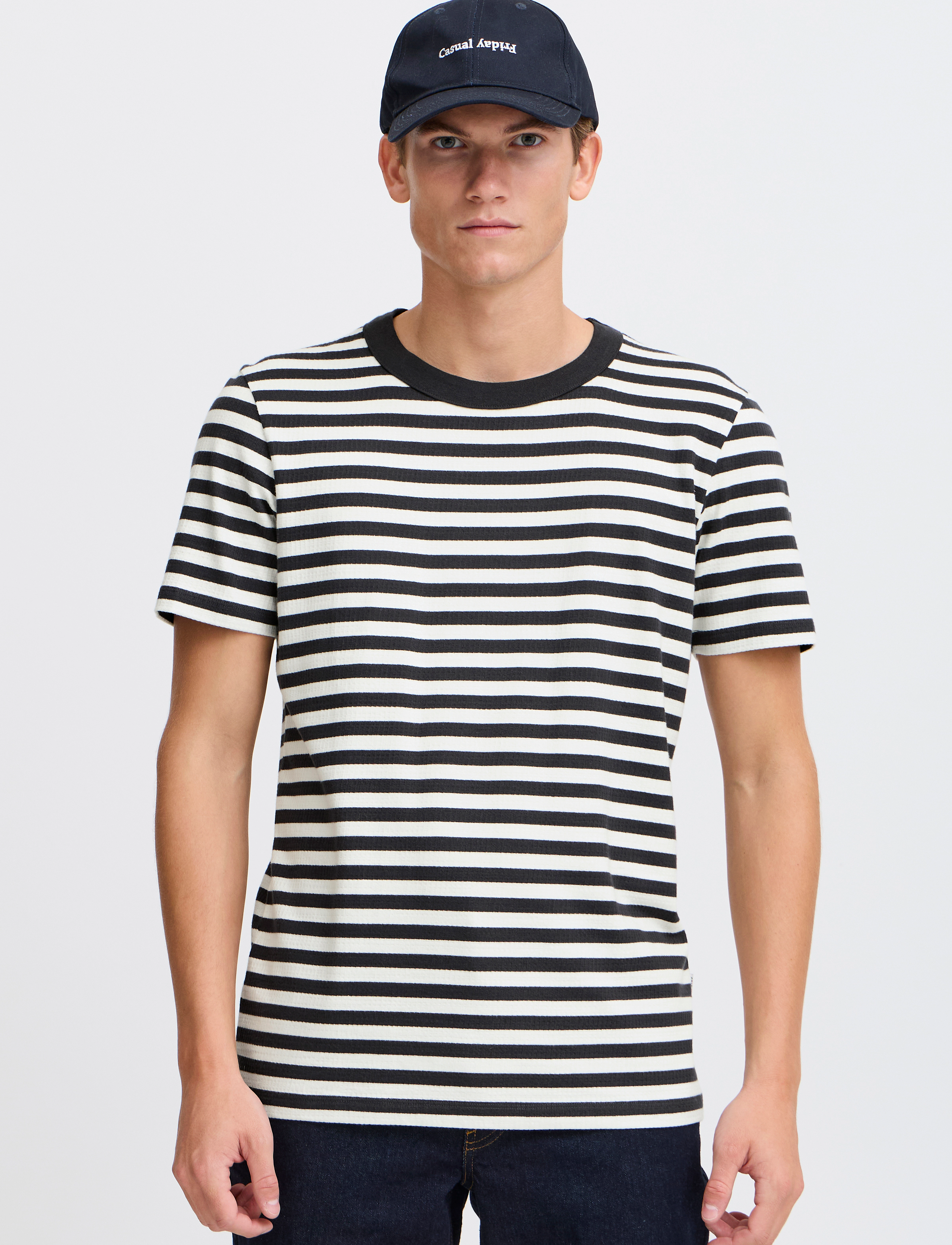 Casual Friday - CFLOKE structured striped tee - egret - 4