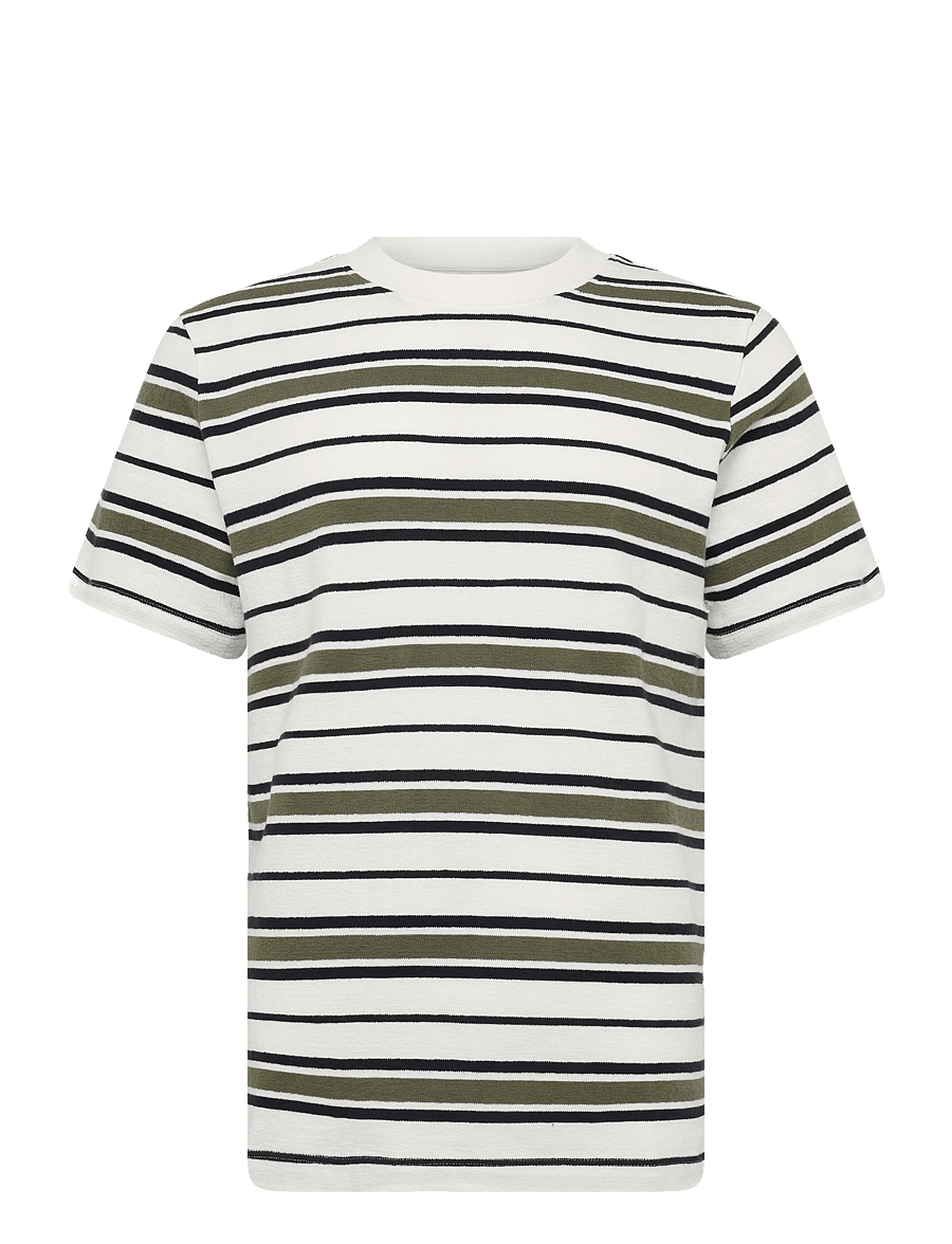 Casual Friday - CFFRANKIE structured striped tee - kurzärmelige t-shirts - winter moss - 0