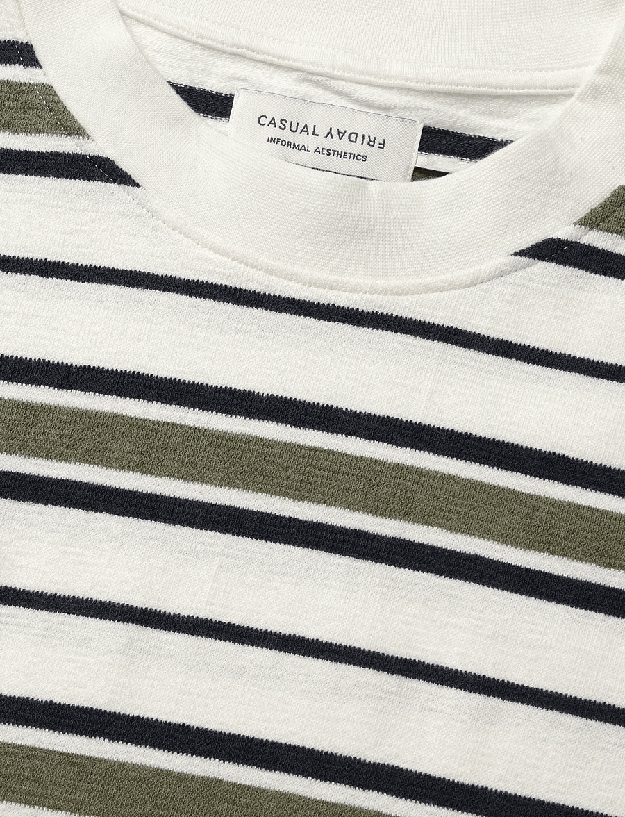 Casual Friday - CFFRANKIE structured striped tee - kurzärmelige t-shirts - winter moss - 2