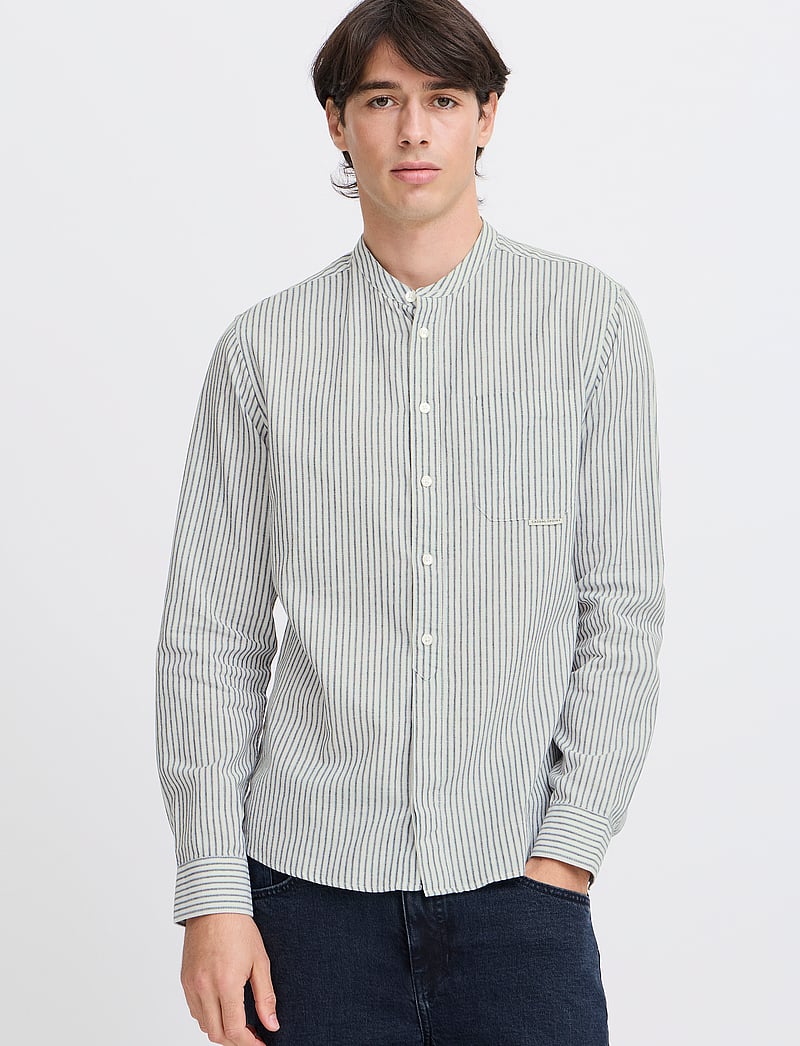 Casual Friday - CFANDREW LS striped linen mix shirt - leinenhemden - cloud dancer - 4