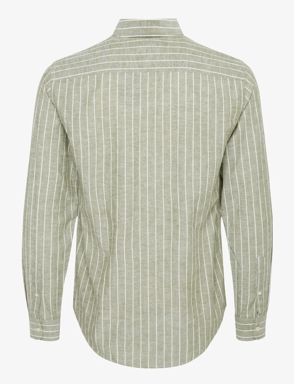 Casual Friday - CFANDRÉ LS wide stripe linen mix sh - linneskjortor - winter moss - 2