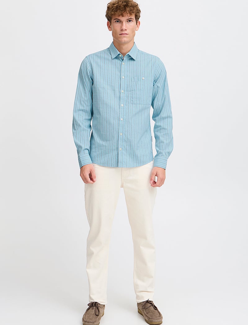 Casual Friday - CFFREDDI LS small striped shirt - strīpaini krekli - blue bell - 0