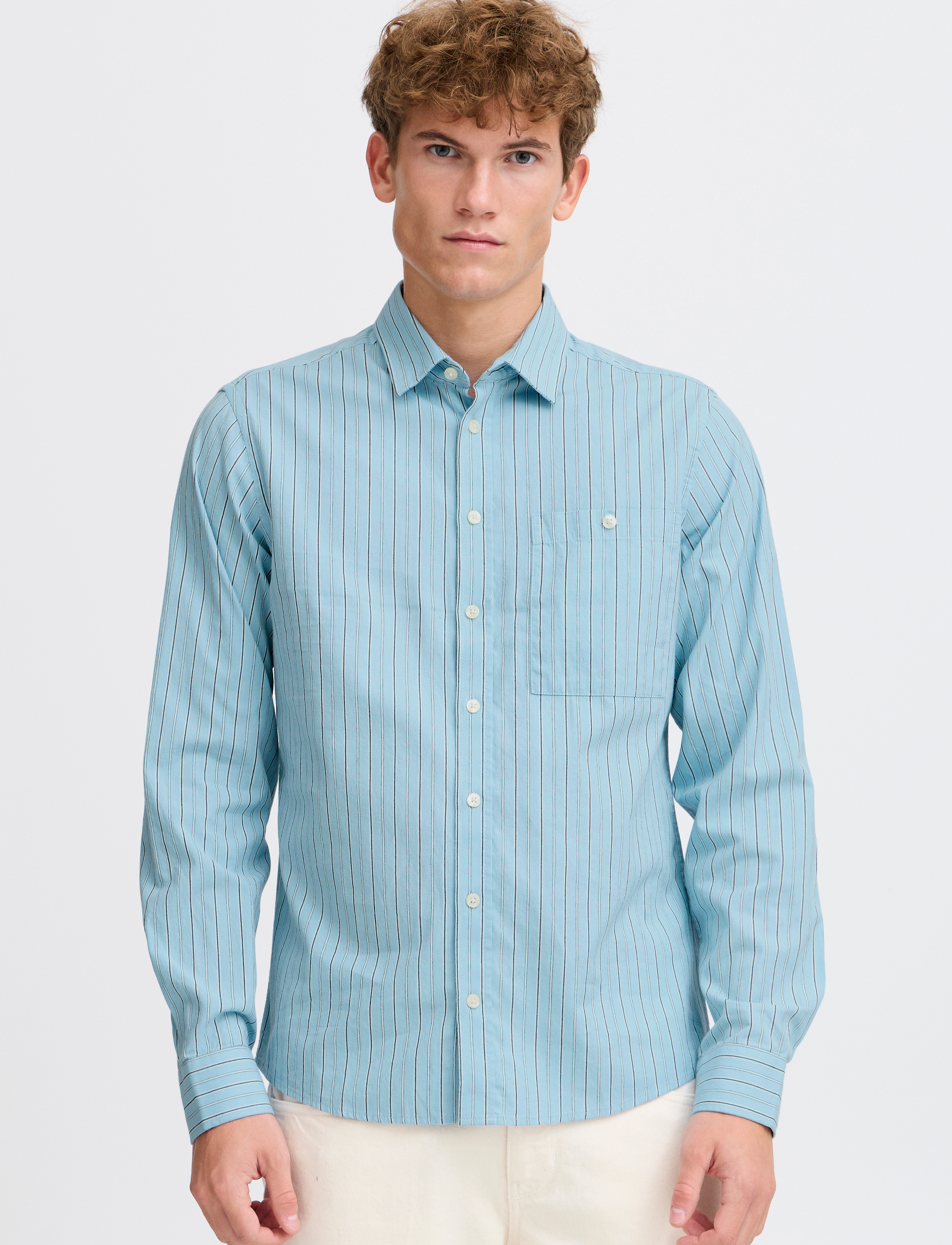 Casual Friday - CFFREDDI LS small striped shirt - blue bell - 4