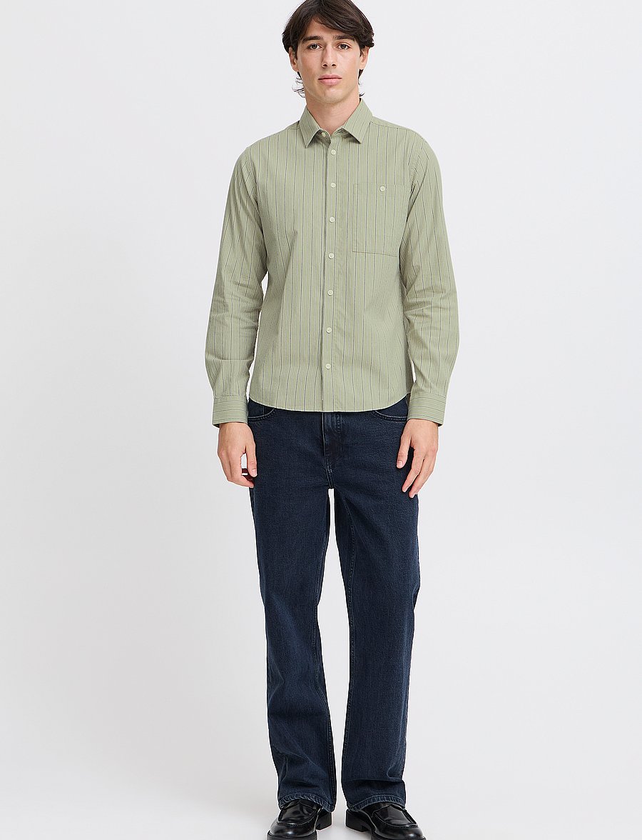 Casual Friday - CFFREDDI LS small striped shirt - stribede skjorter - tea - 0