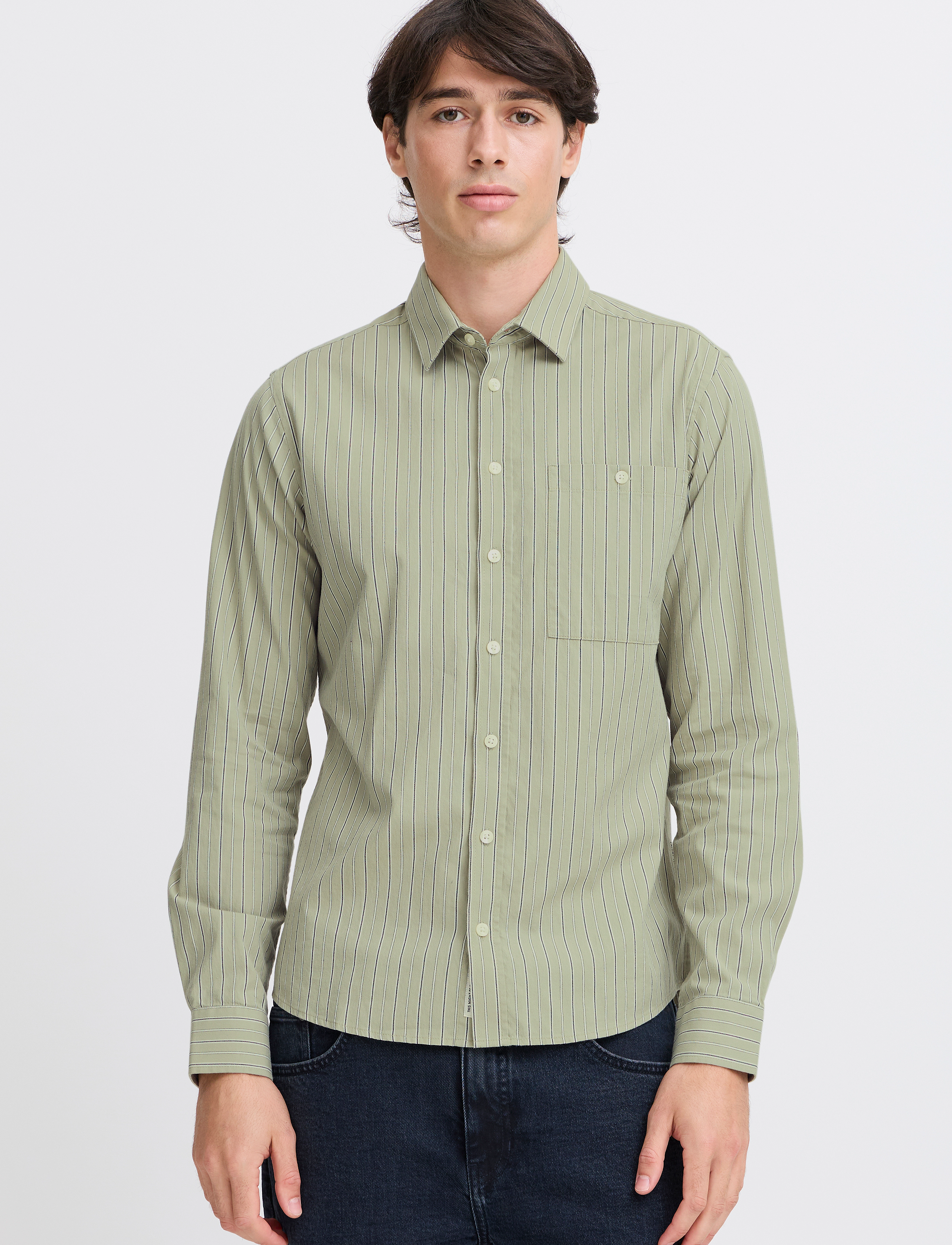 Casual Friday - CFFREDDI LS small striped shirt - tea - 4