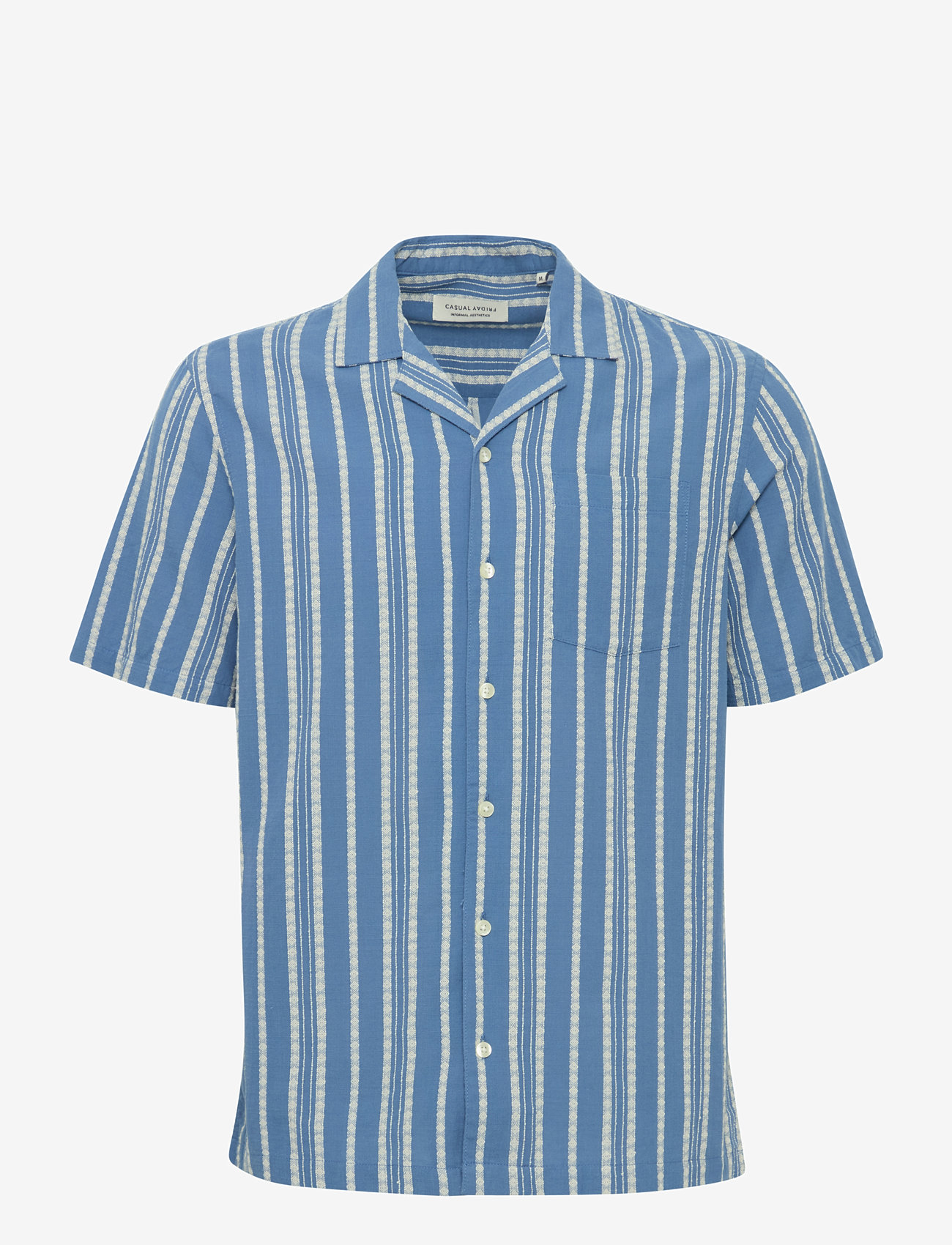 Casual Friday - CFMILTON SS RC dobby striped shirt - kortärmade skjortor - riverside - 1