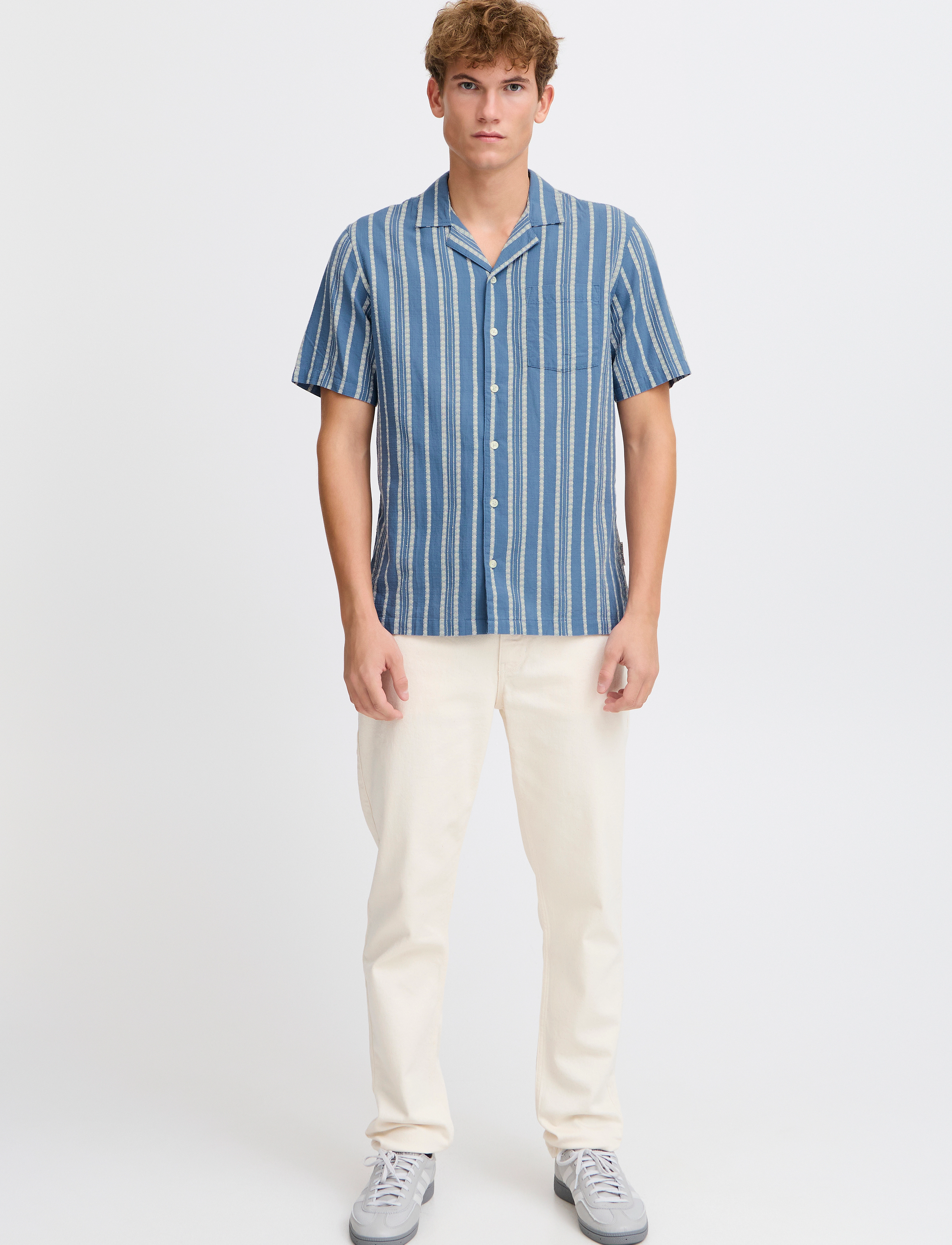Casual Friday CFMILTON SS RC dobby striped shirt - Winter deals - RIVERSIDE / blue
