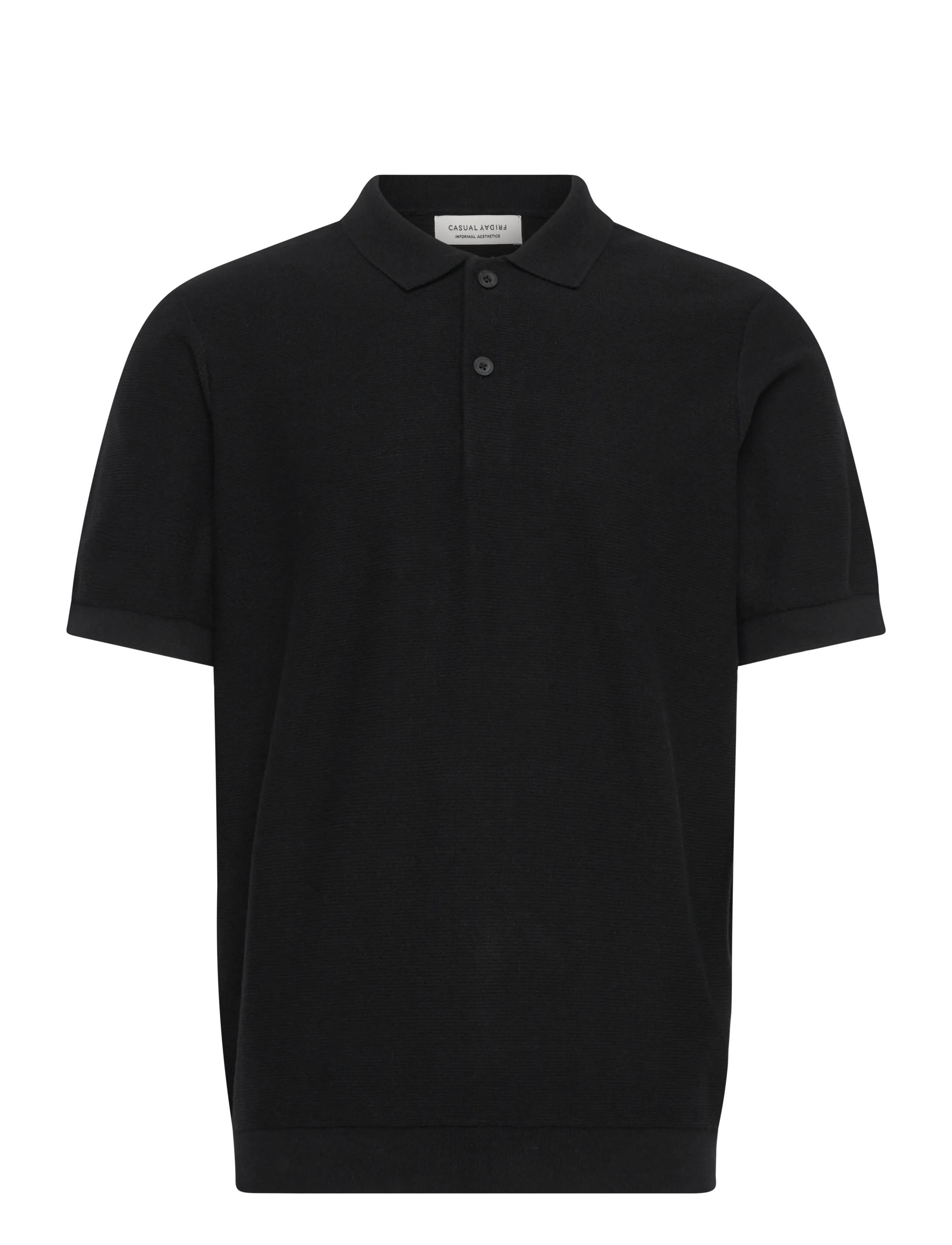 Casual Friday Cfedward Relaxed Polo Knit, L, Black, Poloer > Kortærmede, Herre