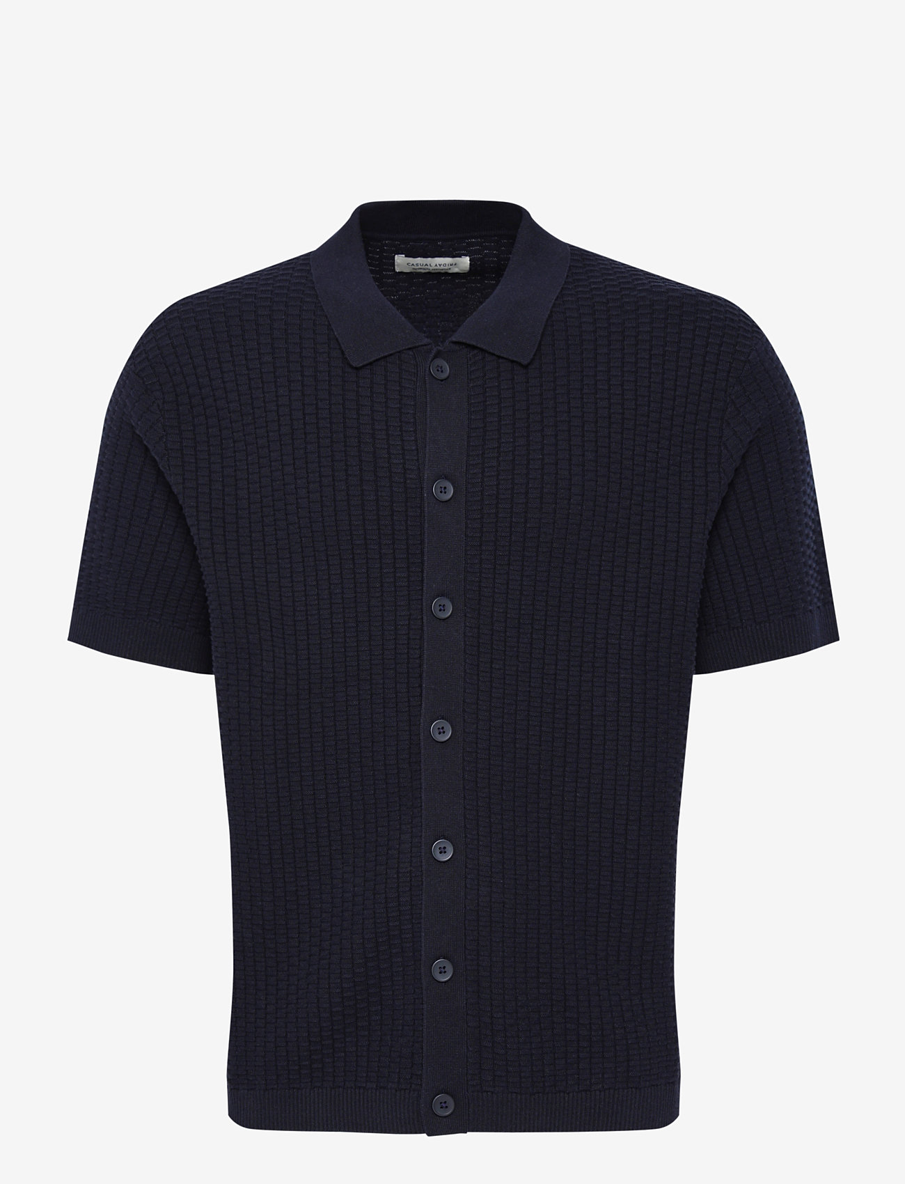 Casual Friday - CFCONNER SS knit cardigan - kortærmede skjorter - dark navy - 1