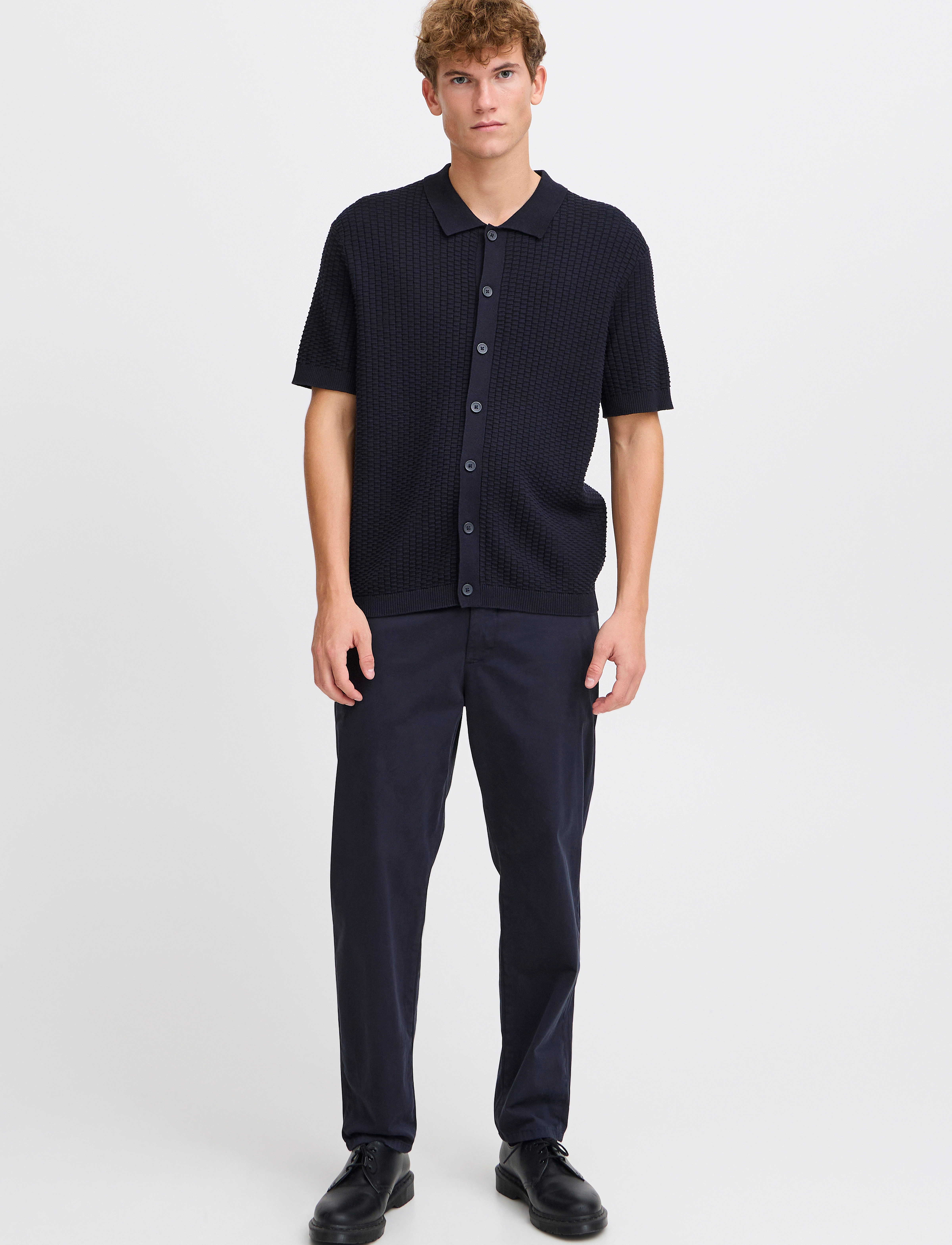 Casual Friday CFCONNER SS knit cardigan - Skjorter - DARK NAVY / navy